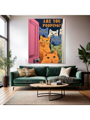 Komik Kediler Kanvas Tablo Modern Duvar Tablosu Kedi Tablosu