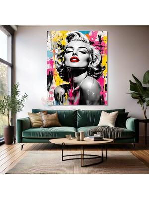 Boya Sıçrama Görünümlü Kanvas Tablo Marilyn Monroe Kanvas Tablo Dijital Baskı Ofis Ev Tablosu