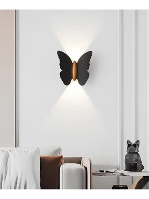 Mediterian Modern siyah LED duvar aplikası, akrilik materyal ve E27 duyuyla şık aydınlatma