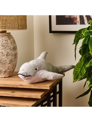 Evidea Soft Yunus Balığı Figürlü Yastık - Gri - 45x20 cm