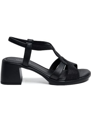 Günlük Hakiki Deri Topuklu Kadın Sandalet