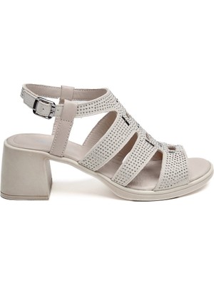 Günlük Hakiki Deri Topuklu Kadın Sandalet