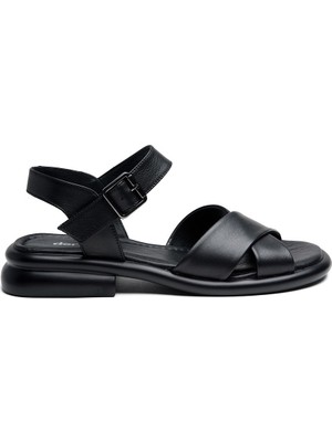 Günlük Hakiki Deri Bilekten Bantlı Kadın Sandalet