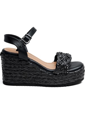 Dolgu Taban Bilekten Bantlı Kadın Sandalet