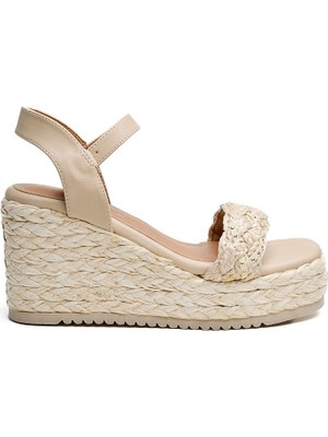 Dolgu Taban Bilekten Bantlı Kadın Sandalet