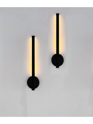 Mediterian Siyah LED Aplik, 2'li set, Pil dahil, Metal, E14 duy, şık ve parlak aydınlatma