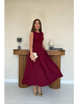 Ag Shoppings Bordo Halter Yaka Kloş Elbise