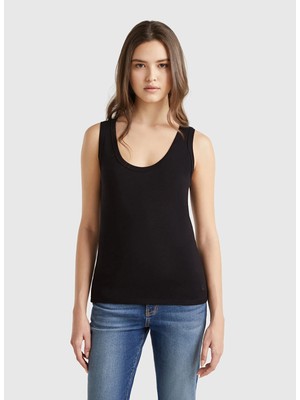 Siyah Kadın Yuvarlak Yaka Slim Fit Atlet 3GA2DH010