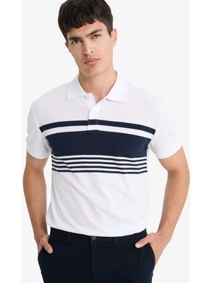 DeFacto %100 Pamuk Regular Fit Polo Yaka Kısa Kollu Çizgili Tişört D7600AX25SP