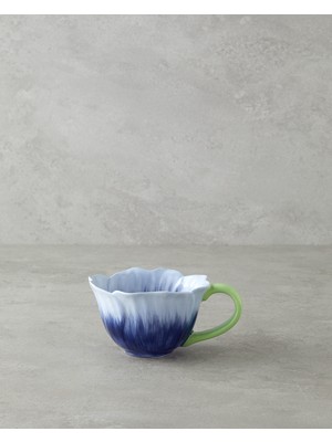 English Home Flowerella Dolomite Desenli Seramik Kupa 250 ml Mavi Tek Parça Şık Sunum İçin