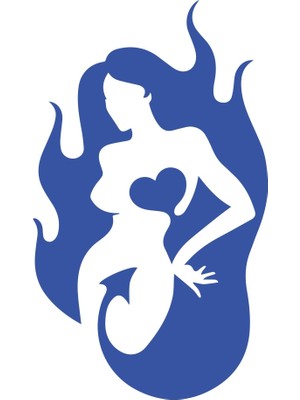 Şeytan Kadın Sticker 17X17 cm Mavi