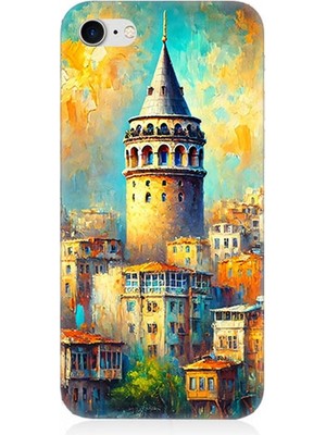 Apple iPhone 7 Uyumlu Galata’da Renkli Işıklar  Desenli Silikon Kılıf