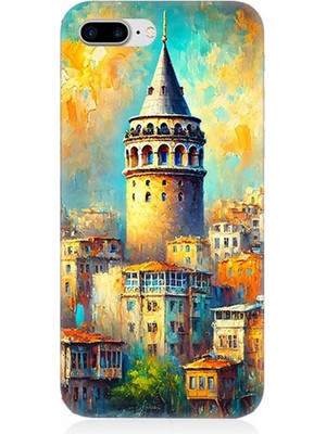 Apple iPhone 7 Plus Uyumlu Galata’da Renkli Işıklar  Desenli Silikon Kılıf