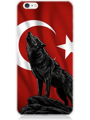 Apple iPhone 6 Uyumlu Ay Yıldızlı Uluyan Kurt  Desenli Silikon Kılıf