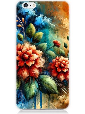 Apple iPhone 6 Uyumlu Kırmızı Çiçek ve Tomurcuklar  Desenli Silikon Kılıf
