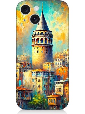 Apple iPhone 15 Uyumlu Galata’da Renkli Işıklar  Desenli Silikon Kılıf