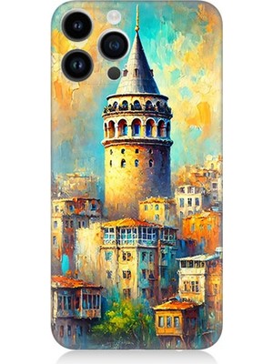 Apple iPhone 13 Pro Max Uyumlu Galata’da Renkli Işıklar  Desenli Silikon Kılıf