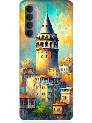 Oppo Reno 4 Pro Uyumlu Galata’da Renkli Işıklar  Desenli Silikon Kılıf