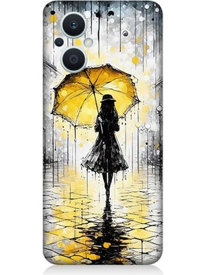 Oppo Reno 7 Lite 5g Uyumlu Yağmurda Sarı Şemsiye Altında  Desenli Silikon Kılıf