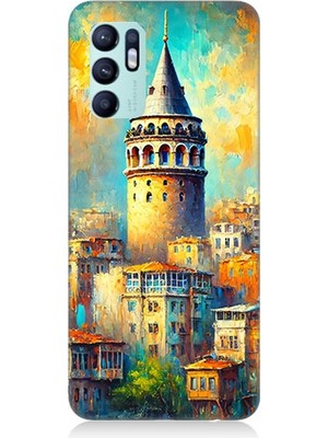 Oppo Reno 6 Uyumlu Galata’da Renkli Işıklar  Desenli Silikon Kılıf