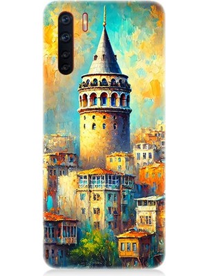 Oppo Reno 3 Uyumlu Galata’da Renkli Işıklar  Desenli Silikon Kılıf