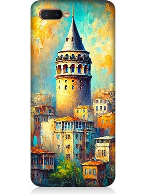 Oppo Rx 17 Neo Uyumlu Galata’da Renkli Işıklar  Desenli Silikon Kılıf