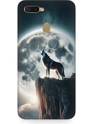 Oppo Reno Ax7 Uyumlu Dolunayda Uluyan Kurt  Desenli Silikon Kılıf