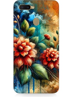 Oppo Reno Ax7 Uyumlu Kırmızı Çiçek ve Tomurcuklar  Desenli Silikon Kılıf