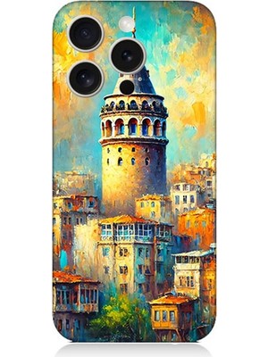 Apple iPhone 15 Pro Uyumlu Galata’da Renkli Işıklar  Desenli Silikon Kılıf