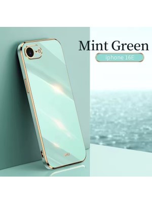 Apple iPhone 16E Kılıf Kamera Korumalı Parlak Gold Altın Işlemeli Kenarlı Yumuşak Silikon Kapak