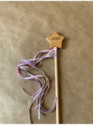 UltraNova Doğal Ahşap Yıldız Asa, 20 cm, Montessori uyumlu, kahverengi, 1+ yaş