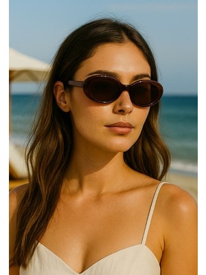 Alena Kahverengi Kadın Güneş Gözlüğü Siyah Çerçeve Uv 400 Korumalı Ce Belgeli Güneş Gözlüğü