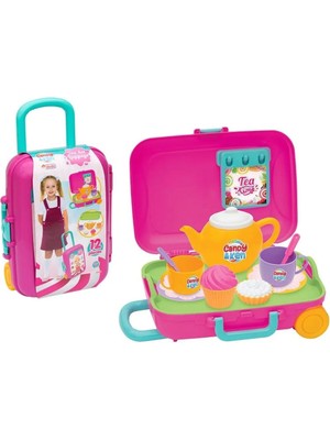 Mediterian Renkli çocuk oyun seti, çay saati ve bavul ile eğlenceli zamanlar, pembe, 3+ yaş