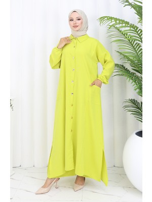Sefa Merve Çıtçıtlı Tunik Pantolon Ikili Takım 0097-05 Yağ Yeşili