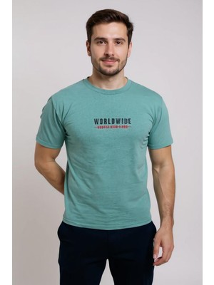 Erkek  Slim Fit Enjeksiyon Baskılı Pamuklu T-Shirt