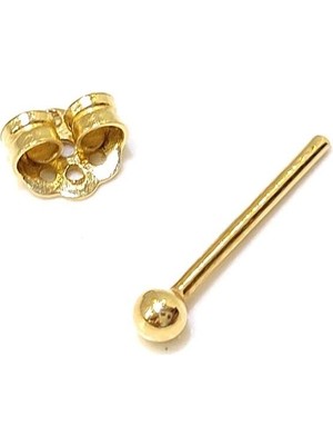 Tekli Nokta 2.5mm Top Vidalı Tek Küpe 14 Ayar Altın  Hd Videolu
