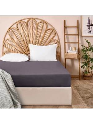 Evidea Soft Basic Çift Kişilik Lastikli Çarşaf - Antrasit - 180x200 cm