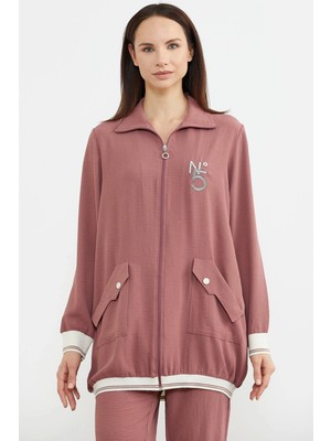 Şal Yaka Fermuarlı Krep Takım