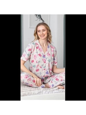 Fil Desenli Patlı Kısa Kol Pijama Takımı