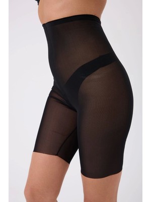 Lazer Kesim Tül Yüksek Bel Şort Korse