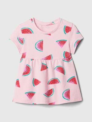 Gap Kız Bebek Pembe Desenli Skater T-Shirt