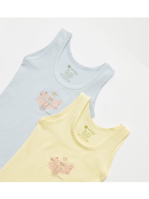 Kız Çocuk Organik Pamuklu Likralı Atlet Queen Swan 4'lü Paket