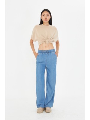 Yüksek Bel Wide-Leg Pantolon