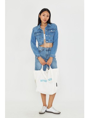 Taş Işlemeli Crop Denim Ceket