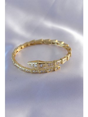 Zarif Kadın Için Golden Prestij Yılan Kelepçe Bileklik