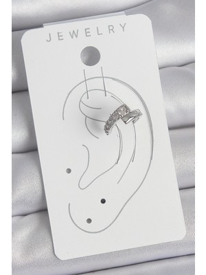 Zarif Kadın Için Silver Pirinç Zirkonlu Kıkırdak Küpe