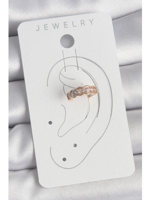 Zarif Kadın Için Golden Pirinç Zirkonlu Kıkırdak Küpe