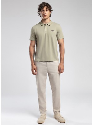 Lee Cooper Zarse Normal Bel Konik Kesim Daralan Paça %100 Pamuk Ekru Erkek Pantolon