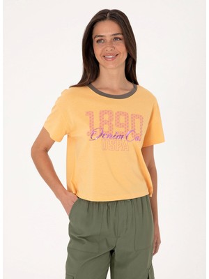 U.s. Polo Assn. Bisiklet Yaka Açık Turuncu Kadın T-Shirt D-Gıanna