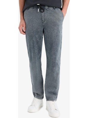 DeFacto Yazlık Wide Leg Geniş Kalıp Beli Lastikli Geniş Paça Jean Kar Yıkamalı Pantolon F3904AX25SM